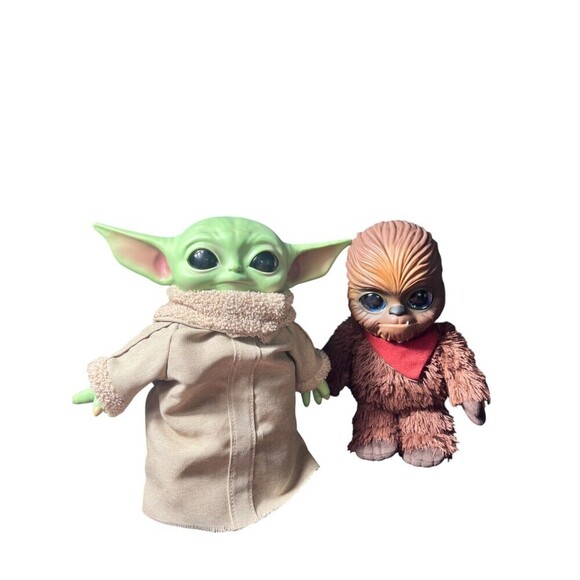 Lot of 2 Mattel 2001 Stars Wars Galactic Pals Wookie & Grogu Plush Toys - Picture 1 of 11